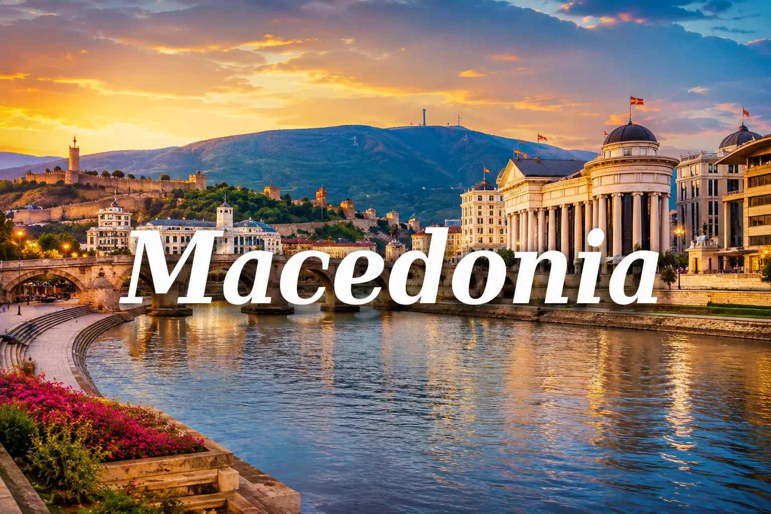 budget travel north macedonia guide showing the historic stone bridge in skopje